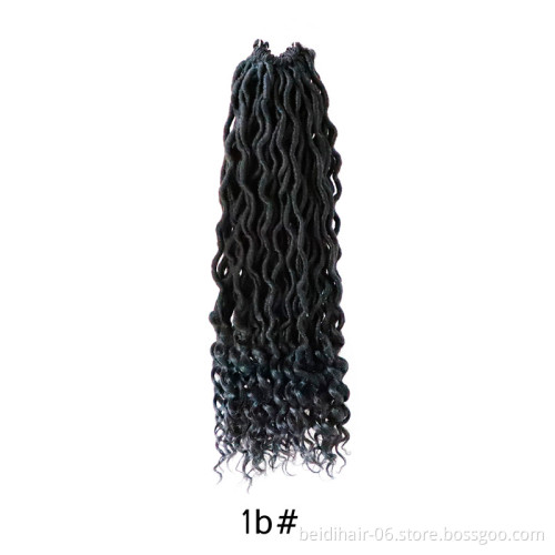 Wavy Goddess Locs Curly Faux Locs Crochet Hair Braids Prelooped Synthetic Hair Extension Soft Dreadlock 20inch